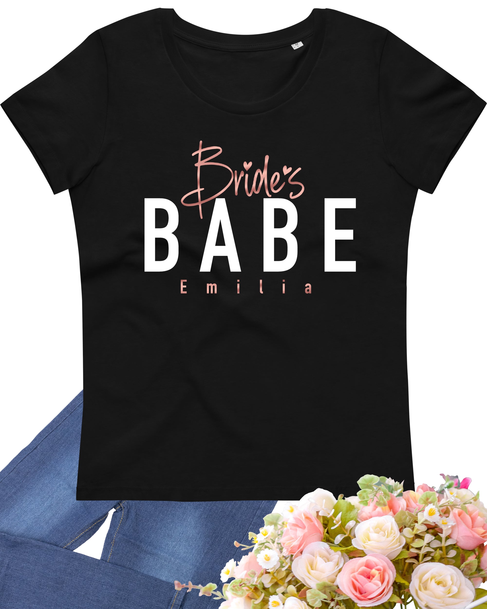 JGA 002 - Bride's BABE mit Namen - Shirt schwarz