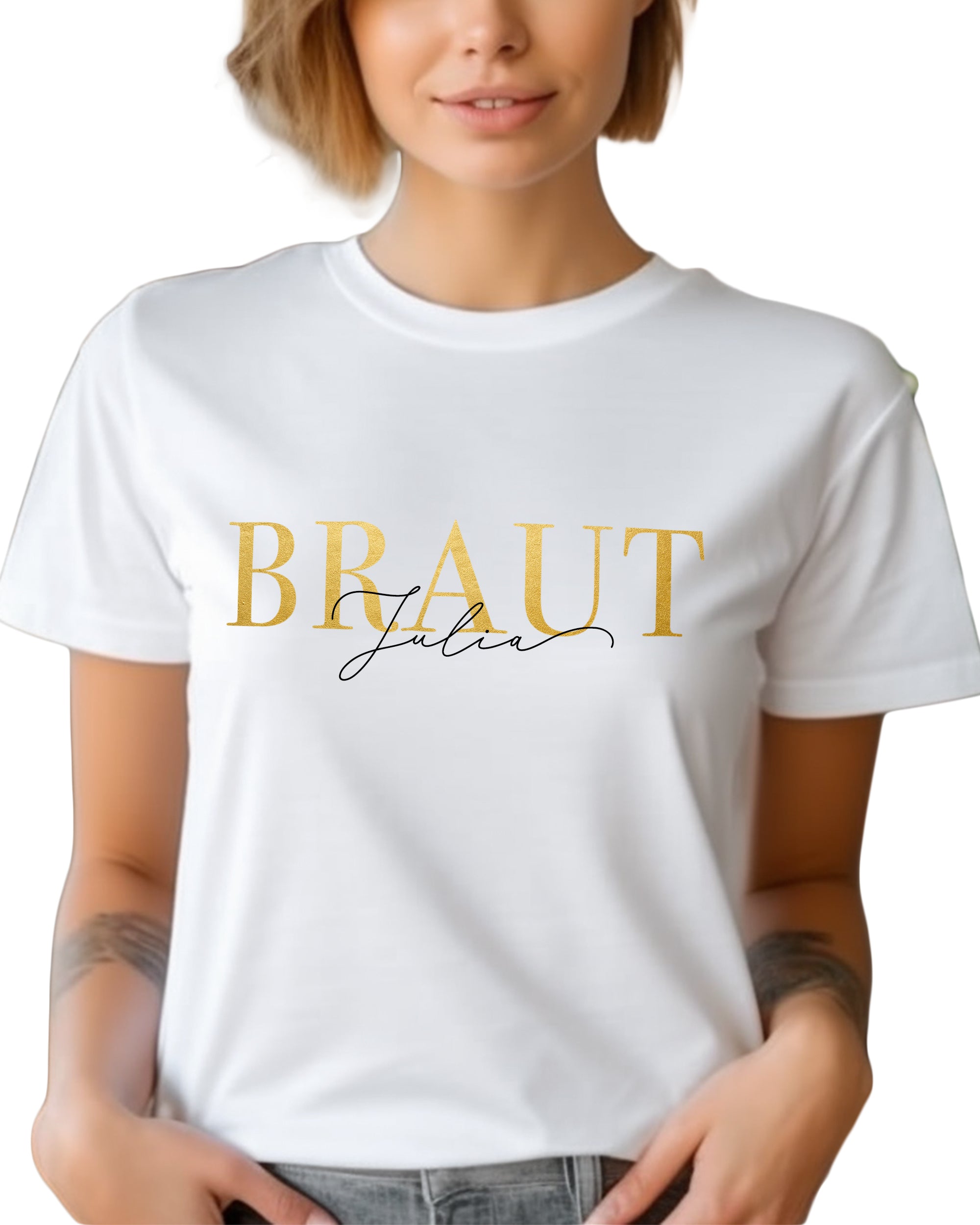 JGA 02 - Braut Serife Gold glanz mit Namen Handschrift