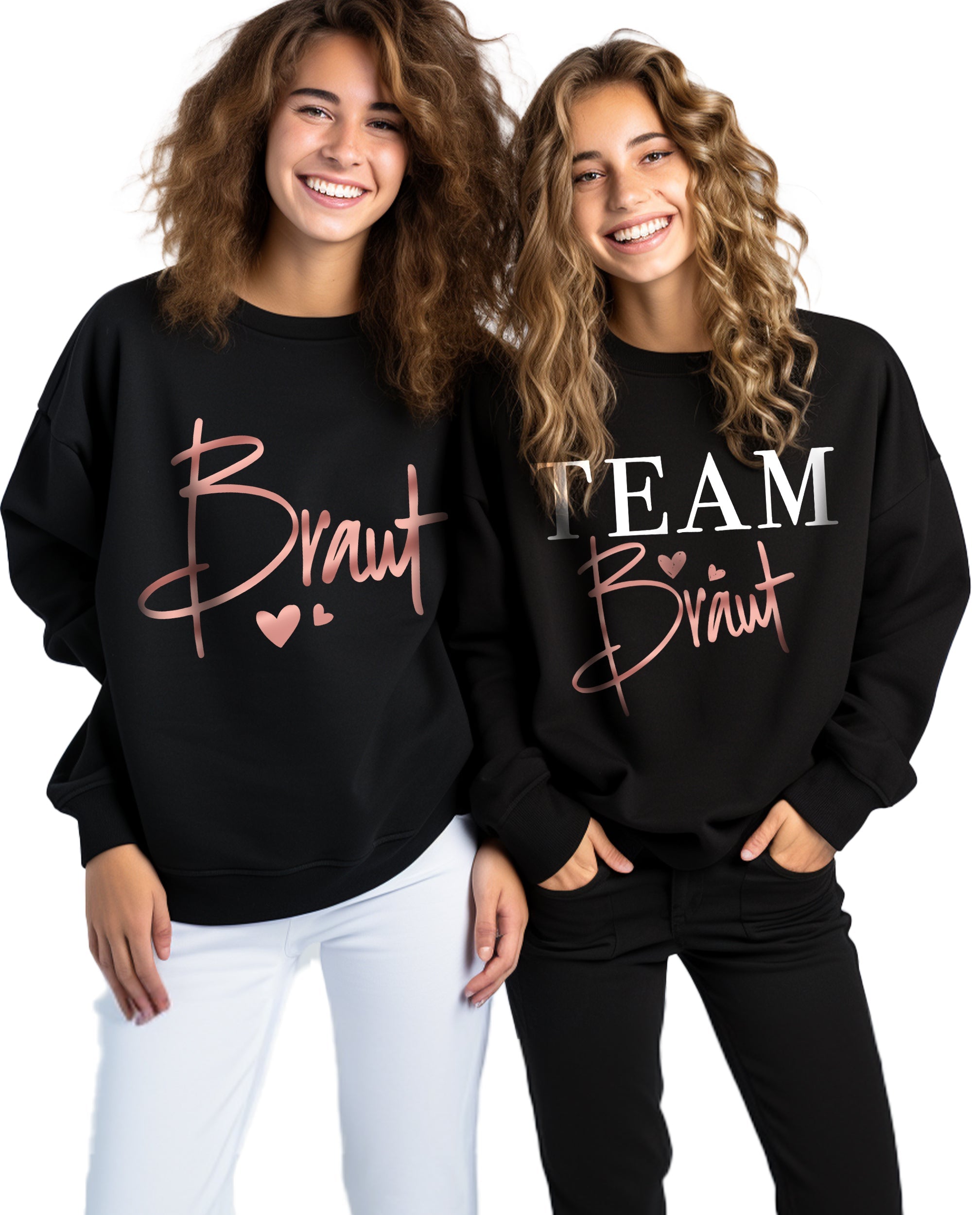 JGA 04 Pullover - Braut oder Team Braut mit Folie Rosegold