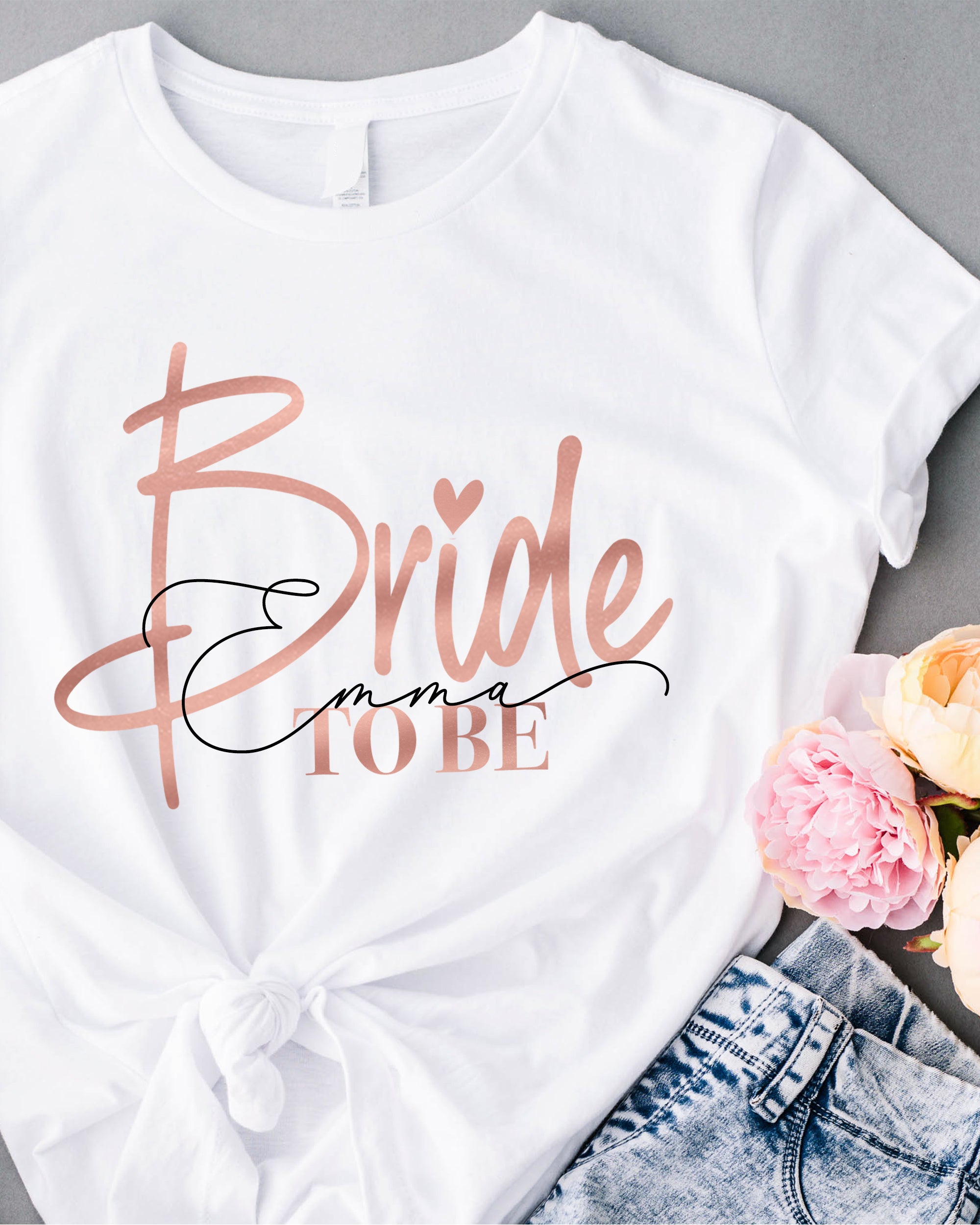 JGA 002 - Bride to be Roségold mit Namen Handschrift