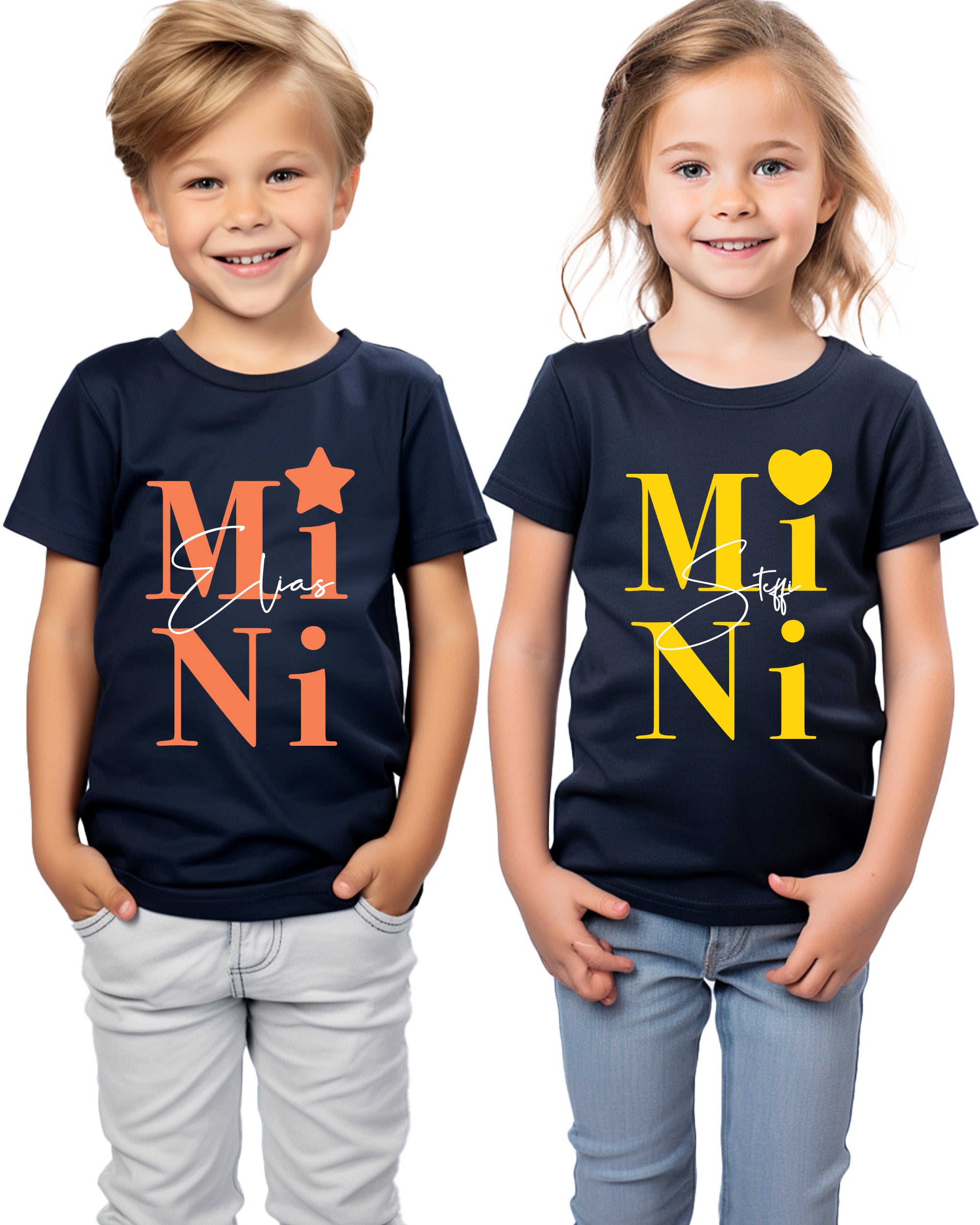 Mini T-Shirt Navy Blue mit Namen