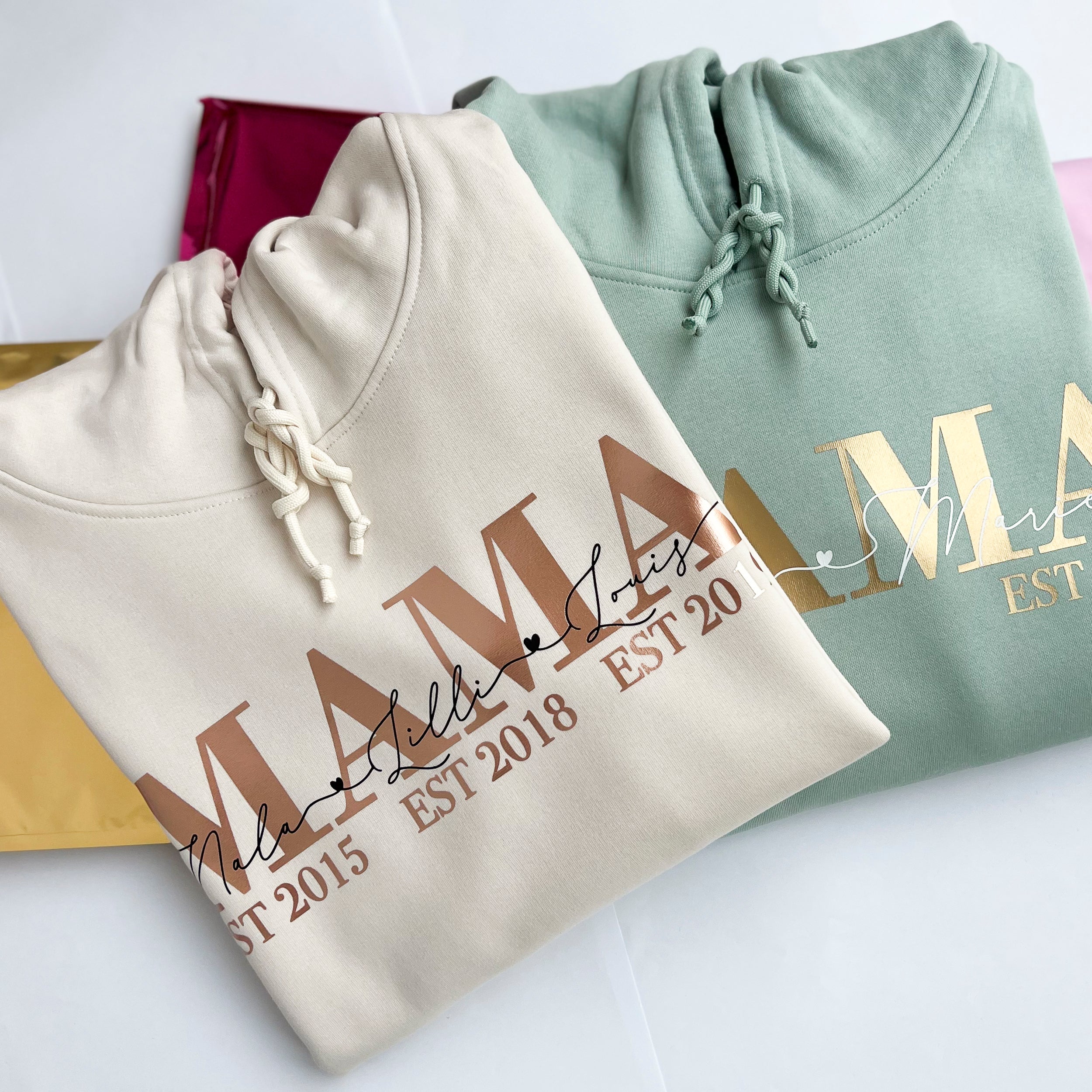 Classic Mama / Papa Pullover Cremeweiß personalisiert mit Kindernamen