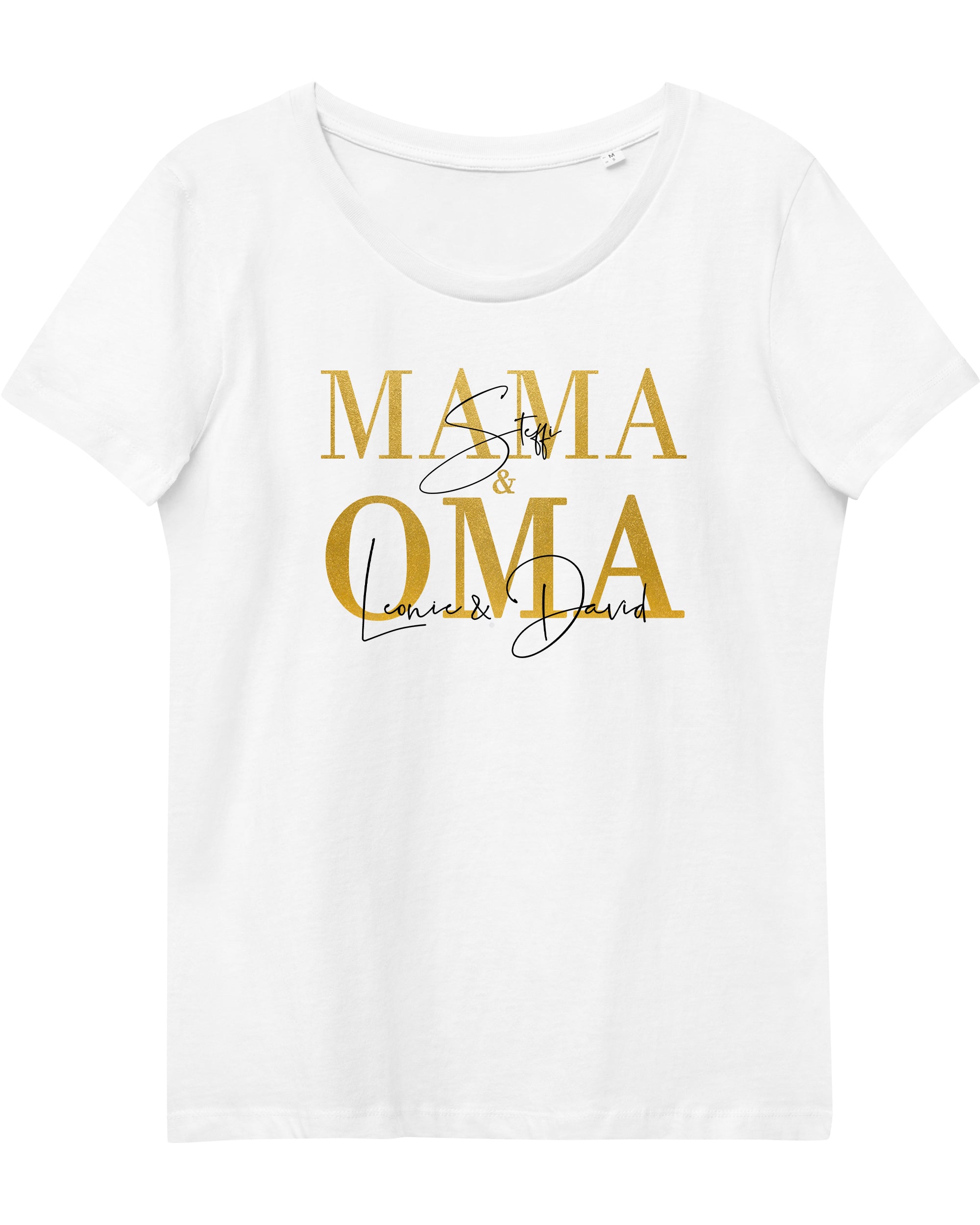 Classic Mama & Oma T-Shirt weiß personalisiert mit Enkelnamen