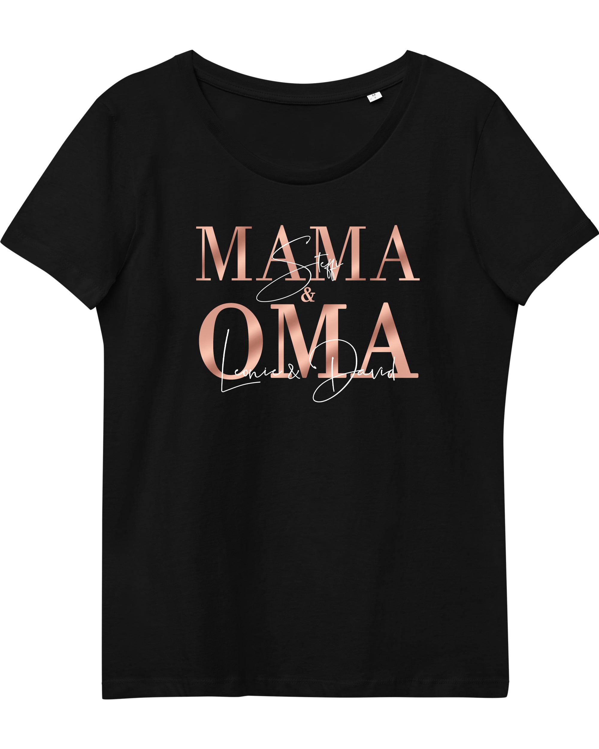 Classic Mama & Oma T-Shirt schwarz personalisiert mit Enkelnamen