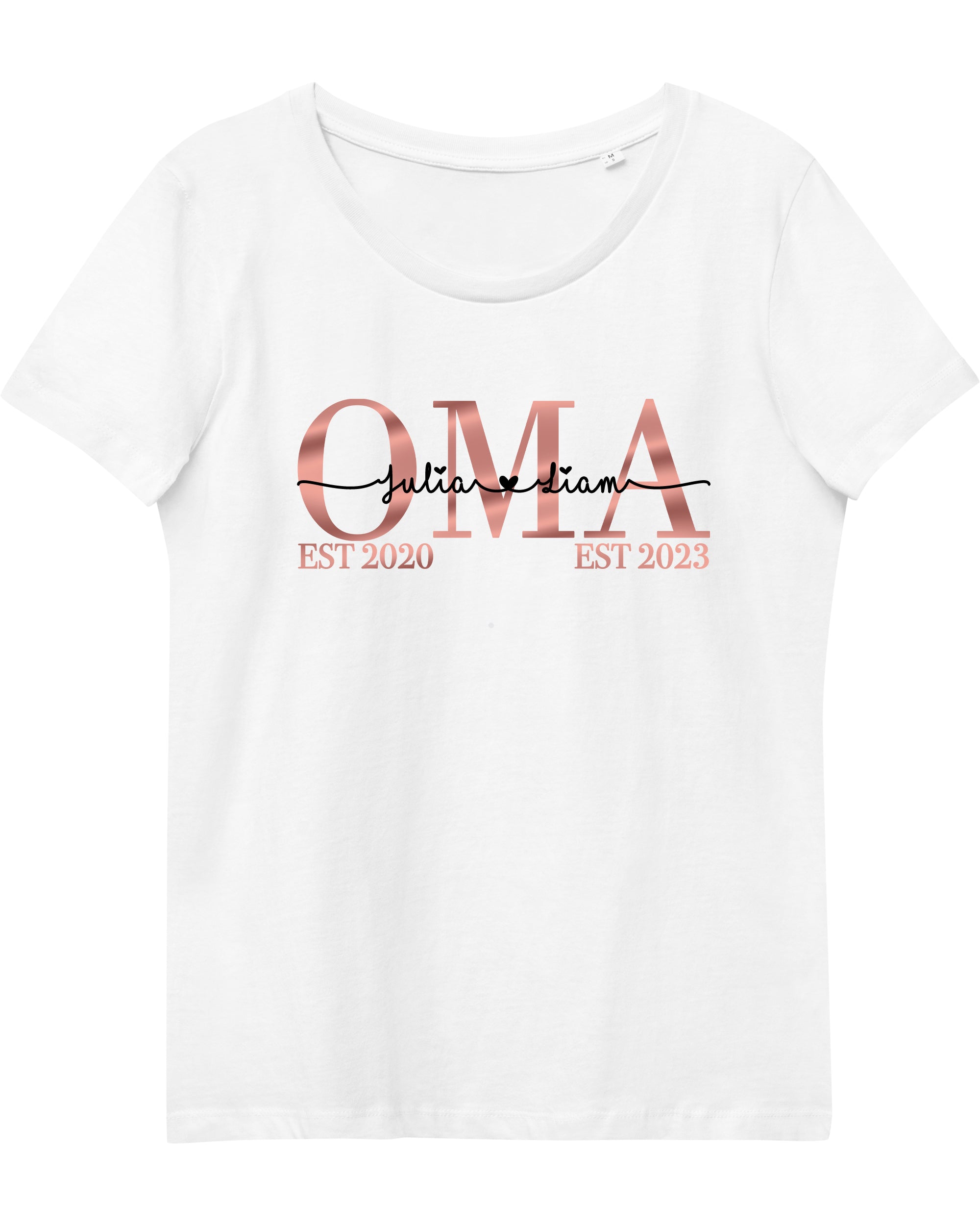 Classic Oma T-Shirt weiß personalisiert mit Enkelnamen