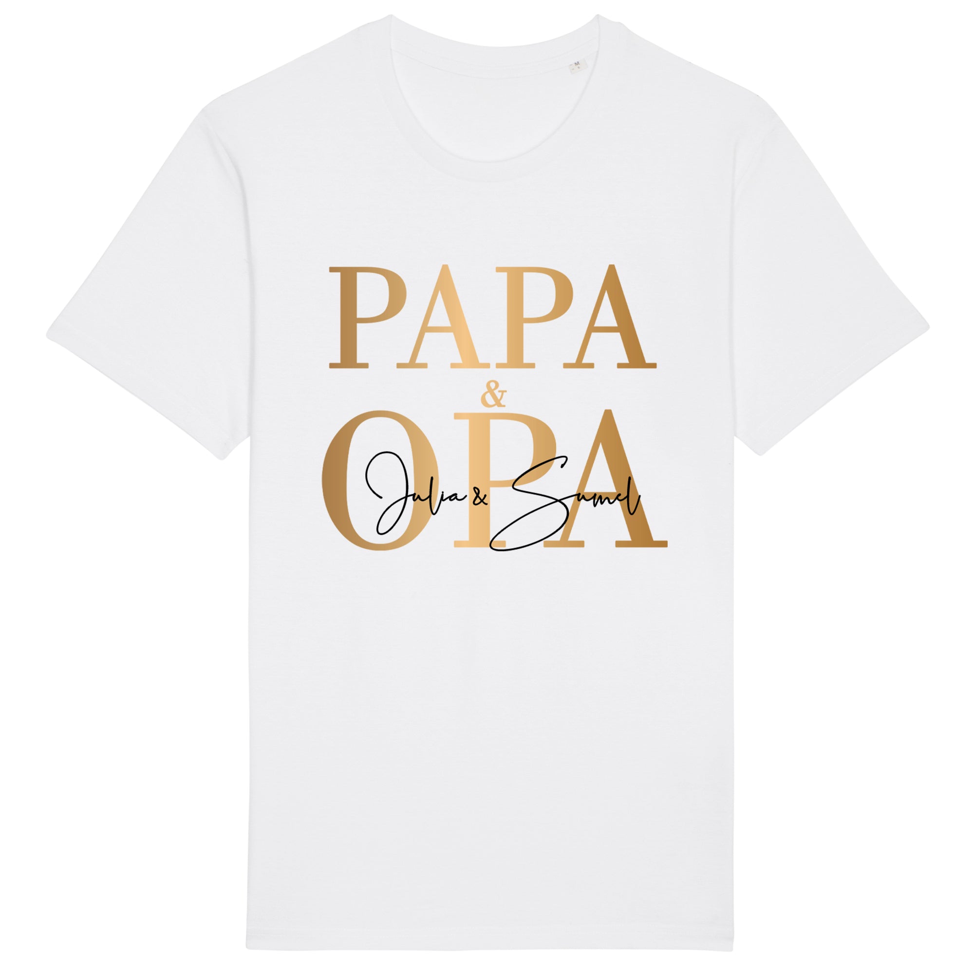 Classic Papa & Opa T-Shirt weiß, personalisiert mit Enkelnamen