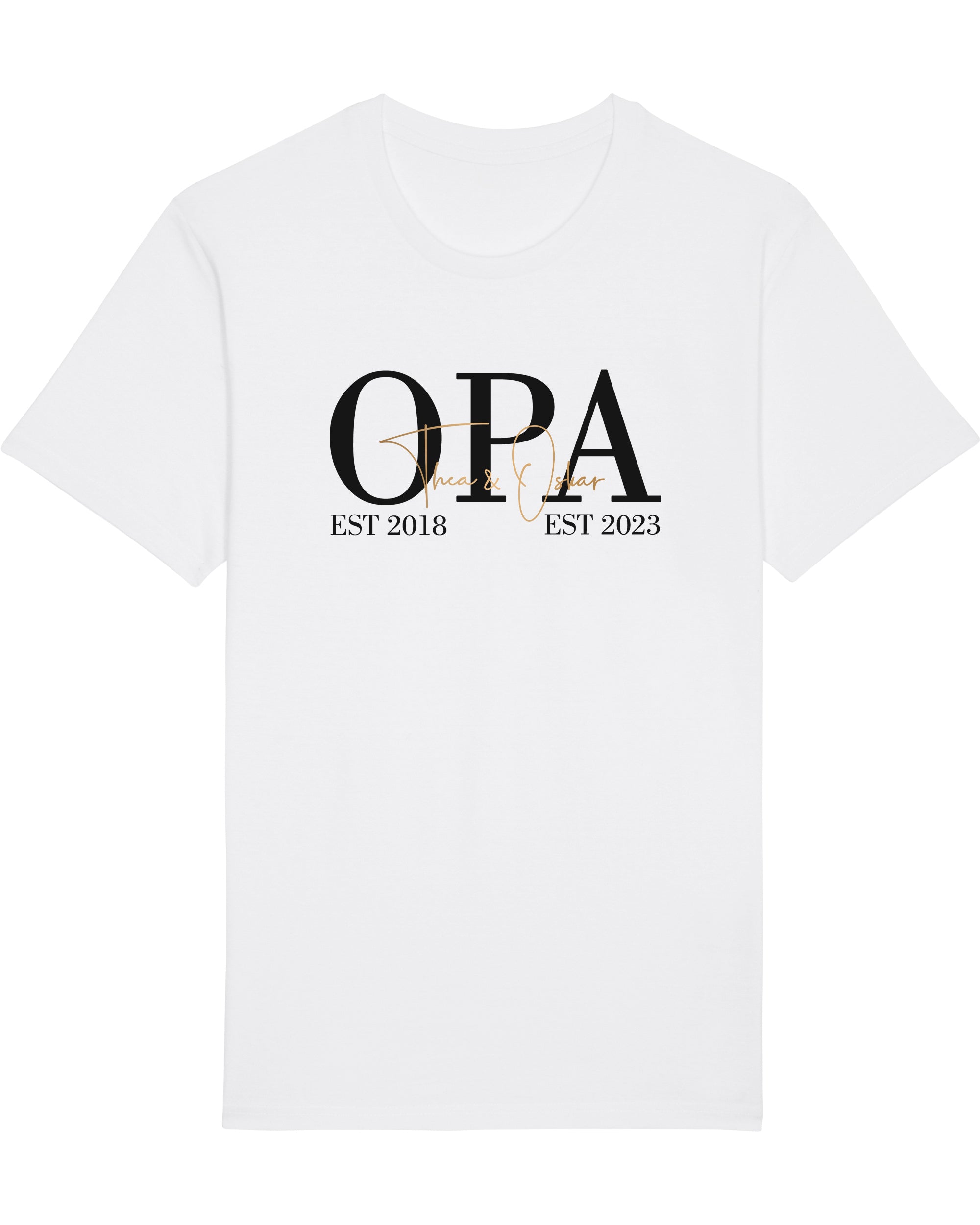 Classic Opa T-Shirt weiß, personalisiert mit Enkelnamen