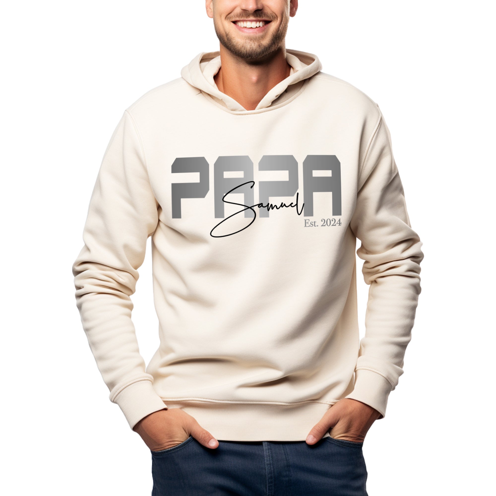 Mama / Papa Pullover Cremeweiß personalisiert mit Kindernamen