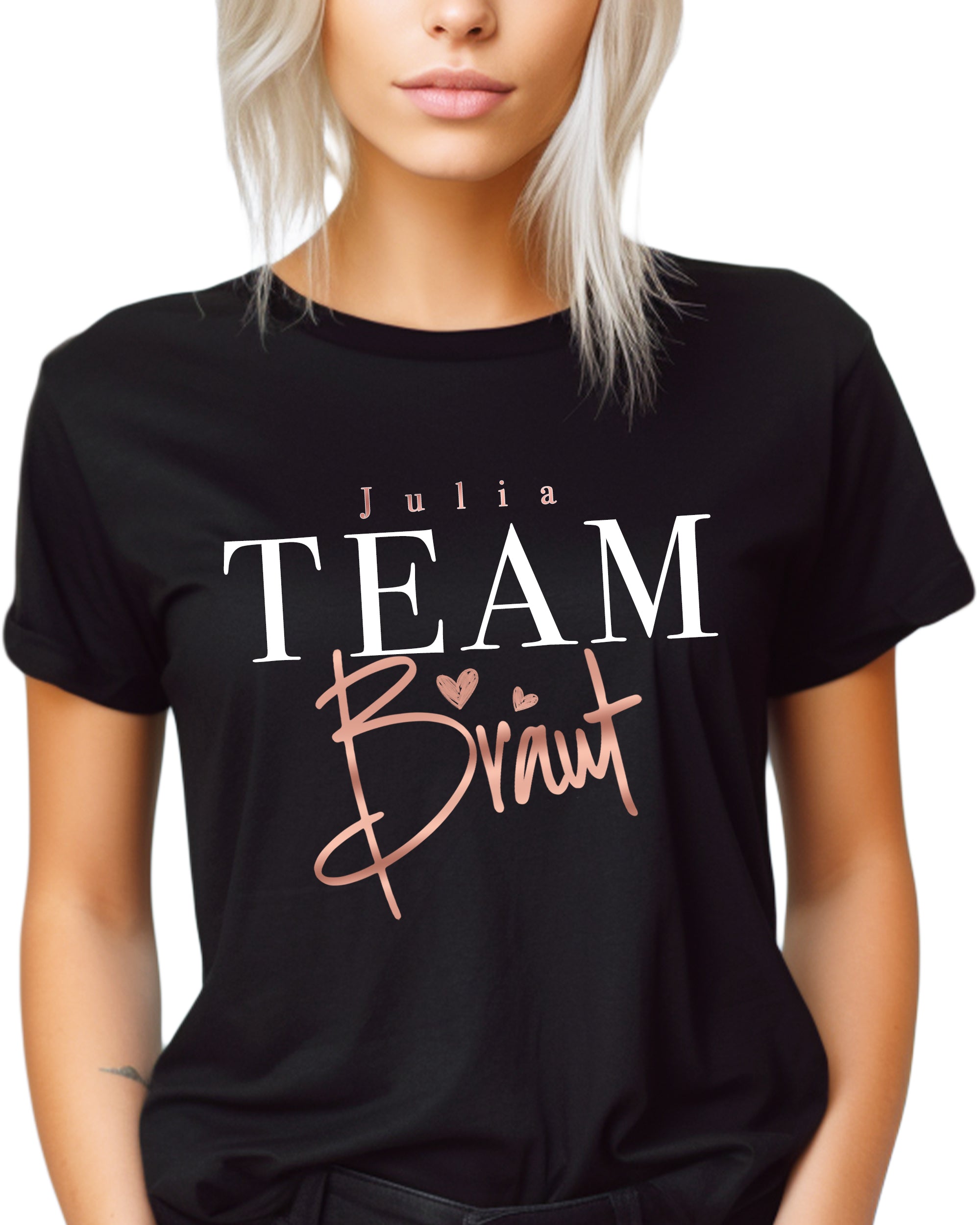 JGA 04 - Team Braut mit Namen - Shirt schwarz