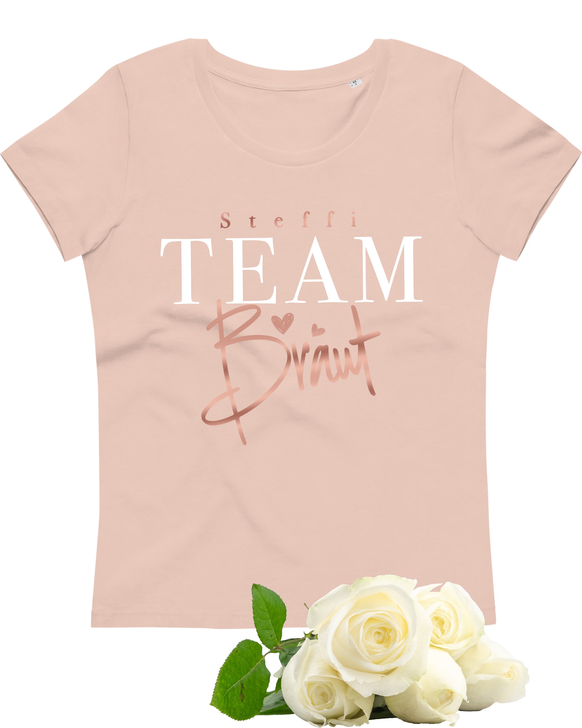 JGA 04 - Team Braut mit Namen - Shirt Pastellrosa