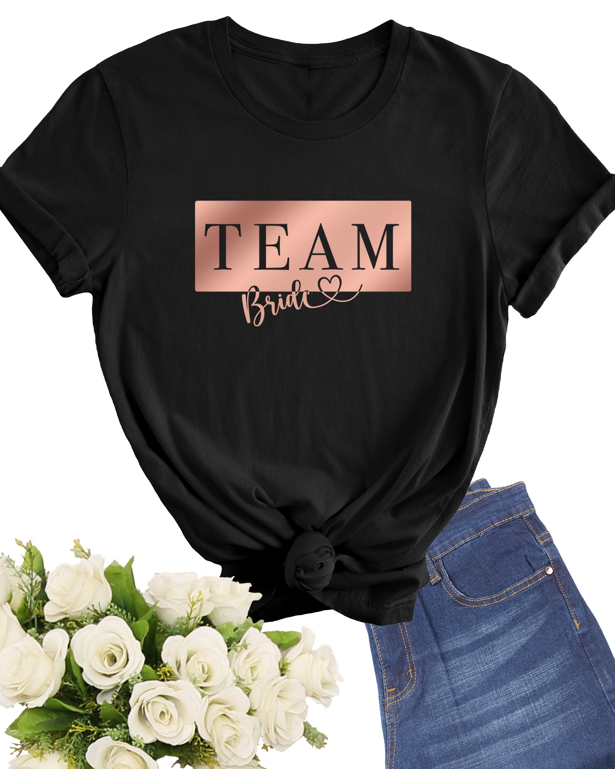 JGA 003 - Team Bride Plate Roségold - Shirt schwarz